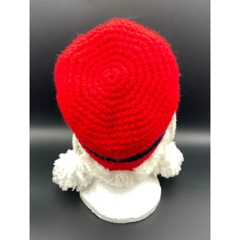 Handmade Baby's Crocheted Red Santa Hat with Tassels - Fits 16